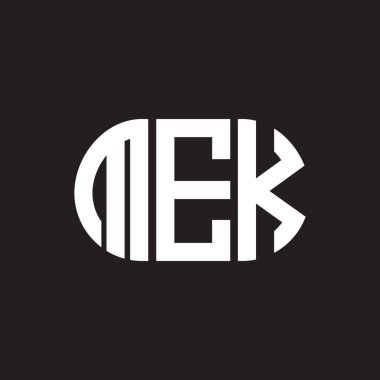 Siyah arkaplanda MEK harf logosu tasarımı. MEK yaratıcı harflerin baş harfleri logo kavramı. MEK harf tasarımı.