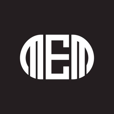 Siyah arkaplanda MEM harf logosu tasarımı. MEM yaratıcı harflerin baş harfleri logo kavramı. MEM harf tasarımı.