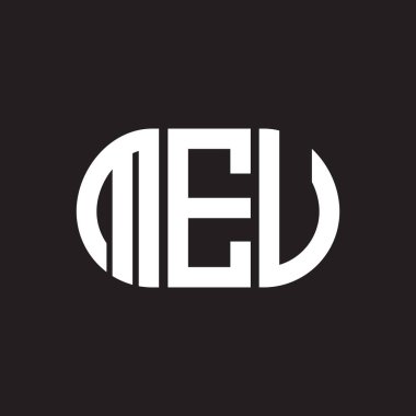 Siyah arka planda MEU harfi logo tasarımı. MEU yaratıcı harflerin baş harfleri logo kavramı. MEU mektup tasarımı.