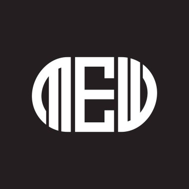 Siyah arkaplanda MEW harf logosu tasarımı. MEW yaratıcı harflerin baş harfleri logo kavramı. MEW harf tasarımı.