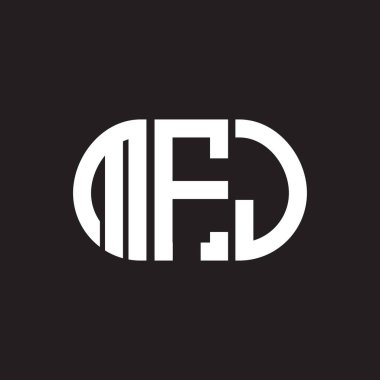 Siyah arka planda MFJ harf logosu tasarımı. MFJ yaratıcı harflerin baş harfleri logo kavramı. MFJ harf tasarımı.