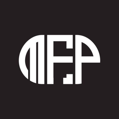Siyah arka planda MFP harf logosu tasarımı. MFP yaratıcı harflerin baş harfleri logo kavramı. MFP harf tasarımı.
