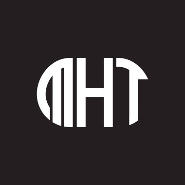 Siyah arkaplanda MHT harf logosu tasarımı. MHT yaratıcı harf logosu konsepti. MHT harf tasarımı.