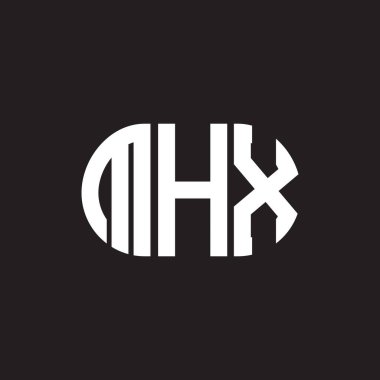 Siyah arkaplanda MHX harf logosu tasarımı. MHX yaratıcı harf logosu konsepti. MHX harf tasarımı.