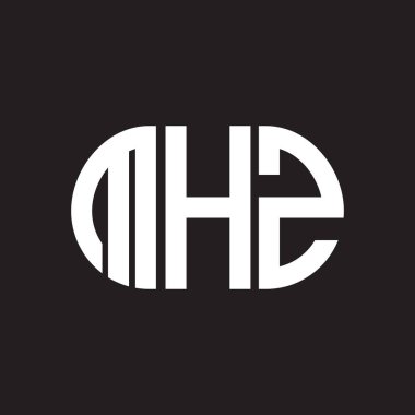 Siyah arkaplanda MHZ harf logosu tasarımı. MHZ yaratıcı harf logosu konsepti. MHZ harf tasarımı.