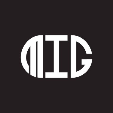 Siyah arka planda MIG harf logosu tasarımı. MIG yaratıcı harflerin baş harfleri logo konsepti. MIG harf tasarımı.