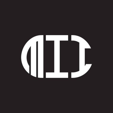Siyah arkaplanda MII harf logosu tasarımı. Yaratıcı harflerin baş harfleri logo konsepti. MII harf tasarımı.