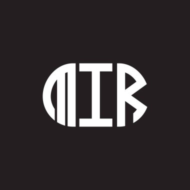Siyah arka planda MIR harf logosu tasarımı. MIR yaratıcı harflerin baş harfleri logo kavramı. MIR harf tasarımı.