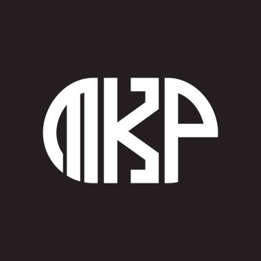 Siyah arkaplanda MKP harf logosu tasarımı. MKP yaratıcı harflerin baş harfleri logo kavramı. MKP harf tasarımı.