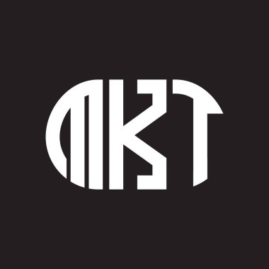 Siyah arkaplanda MKT harf logosu tasarımı. MKT yaratıcı harflerin baş harfleri logo kavramı. MKT harf tasarımı.