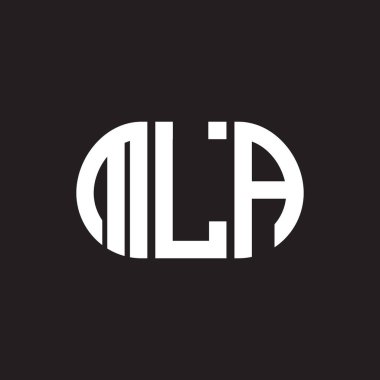 Siyah arka planda MLA harf logosu tasarımı. MLA yaratıcı harfler logosu konsepti. MLA harf tasarımı.