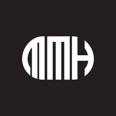 Siyah arka planda MMH harf logosu tasarımı. MMH yaratıcı harflerin baş harfleri logo kavramı. MMH harf tasarımı.