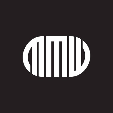 Siyah arka planda MMW harf logosu tasarımı. MMW yaratıcı harfler logosu konsepti. MMW harf tasarımı.