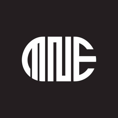 Siyah arka planda MNE harf logosu tasarımı. MNE yaratıcı harfler logosu konsepti. MNE harf tasarımı.