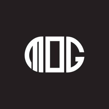 Siyah arka planda MOG harf logosu tasarımı. MOG yaratıcı harflerin baş harfleri logo kavramı. MOG harf tasarımı.