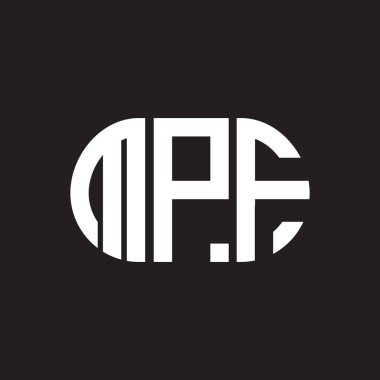 Siyah arkaplanda MPF harf logosu tasarımı. MPF yaratıcı harflerin baş harfleri logo kavramı. MPF harf tasarımı.