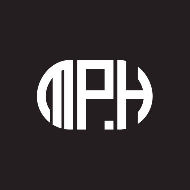 Siyah arkaplanda MPH harf logosu tasarımı. MPH yaratıcı harflerin baş harfleri logo kavramı. MPH harf tasarımı.