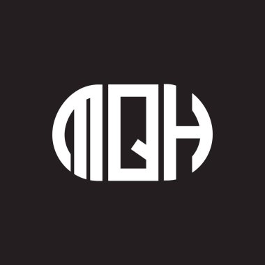 Siyah arkaplanda MQH harf logosu tasarımı. MQH yaratıcı harflerin baş harfleri logo kavramı. MQH harf tasarımı.