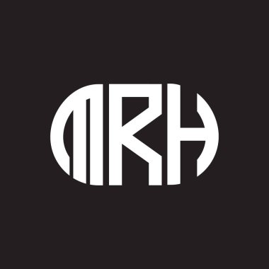 Siyah arka planda MRH harf logosu tasarımı. MRH yaratıcı harflerin baş harfleri logo kavramı. MRH harf tasarımı.