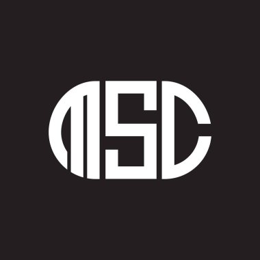 Siyah arka planda MSC harf logosu tasarımı. MSC yaratıcı harflerin baş harfleri logo kavramı. MSC harf tasarımı.