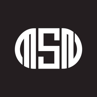 Siyah arka planda MSN harf logosu tasarımı. MSN yaratıcı harflerin baş harfleri logo kavramı. MSN harf tasarımı.