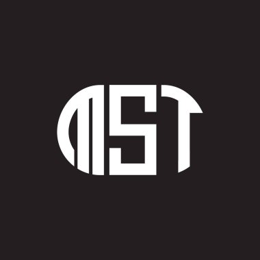 Siyah arka planda MST harfi logo tasarımı. MST yaratıcı harflerin baş harfleri logo kavramı. MST harf tasarımı.