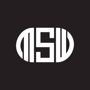 Siyah arka planda MSW harf logosu tasarımı. MSW yaratıcı harflerin baş harfleri logo kavramı. MSW harf tasarımı.