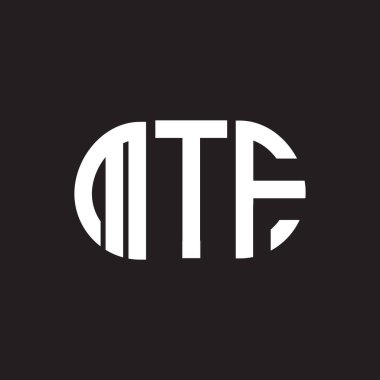 Siyah arka planda MTF harf logosu tasarımı. MTF yaratıcı harf logosu konsepti. MTF harf tasarımı.