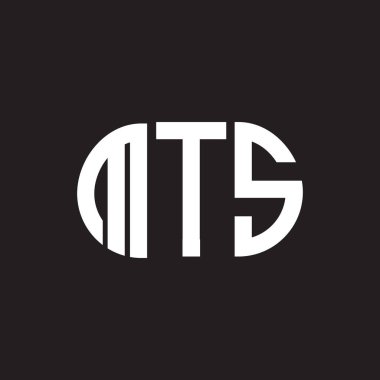 Siyah arkaplanda MTS harf logosu tasarımı. MTS yaratıcı harfler logosu konsepti. MTS harf tasarımı.