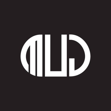 Siyah arka planda MUJ harfi logo tasarımı. MUJ yaratıcı harflerin baş harfleri logo kavramı. MUJ harf tasarımı.