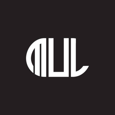 Siyah arkaplanda MUL harf logosu tasarımı. MUL yaratıcı harflerin baş harfleri logo kavramı. MUL harf tasarımı.