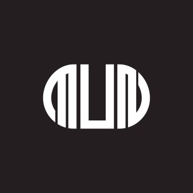 Siyah arka planda MUN harfi logo tasarımı. MUN yaratıcı harflerin baş harfleri logo kavramı. MUN harf tasarımı.