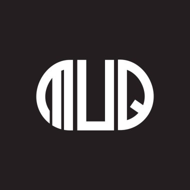 Siyah arka planda MUQ harfi logo tasarımı. MUQ yaratıcı harflerin baş harfleri logo kavramı. MUQ harf tasarımı.