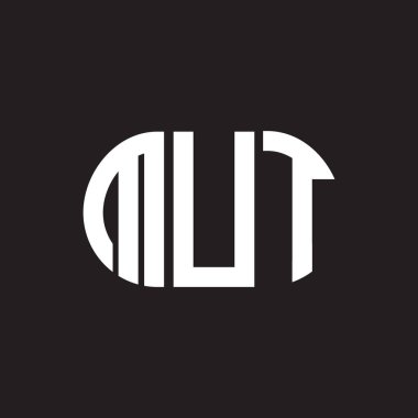 Siyah arka planda MUT harf logosu tasarımı. MUT yaratıcı harfler logosu konsepti. MUT harf tasarımı.