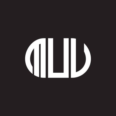 Siyah arka planda MUV harf logosu tasarımı. MUV yaratıcı harflerin baş harfleri logo kavramı. MUV harf tasarımı.