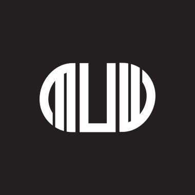 Siyah arka planda MUW harf logosu tasarımı. MUW yaratıcı harflerin baş harfleri logo kavramı. MUW harf tasarımı.