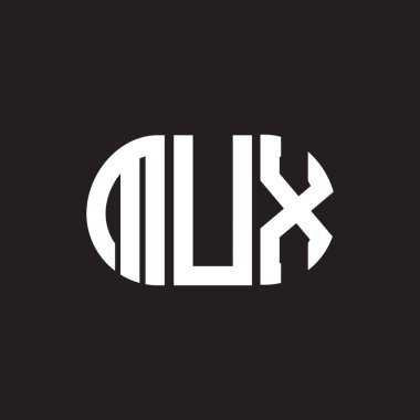 Siyah arkaplanda MUX harf logosu tasarımı. MUX yaratıcı harflerin baş harfleri logo kavramı. MUX harf tasarımı.
