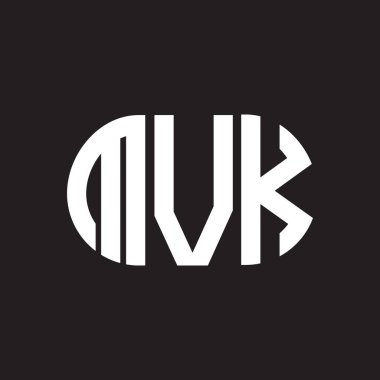 Siyah arka planda MVK harf logosu tasarımı. MVK yaratıcı harflerin baş harfleri logo kavramı. MVK harf tasarımı.