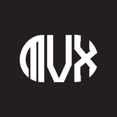 Siyah arkaplanda MVX harf logosu tasarımı. MVX yaratıcı harflerin baş harfleri logo kavramı. MVX harf tasarımı.