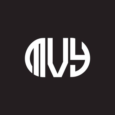 Siyah arka planda MVY harf logosu tasarımı. MVY yaratıcı harflerin baş harfleri logo kavramı. MVY harf tasarımı.