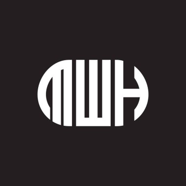 Siyah arka planda MWH harf logosu tasarımı. MWH yaratıcı harf logosu konsepti. MWH harf tasarımı.