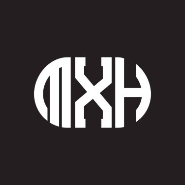 Siyah arkaplanda MXH harf logosu tasarımı. MXH yaratıcı harflerin baş harfleri logo kavramı. MXH harf tasarımı.