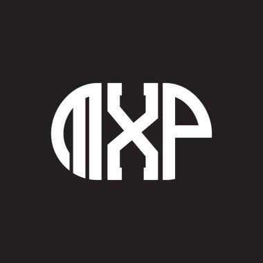 Siyah arkaplanda MXP harf logosu tasarımı. MXP yaratıcı harflerin baş harfleri logo kavramı. MXP harf tasarımı.