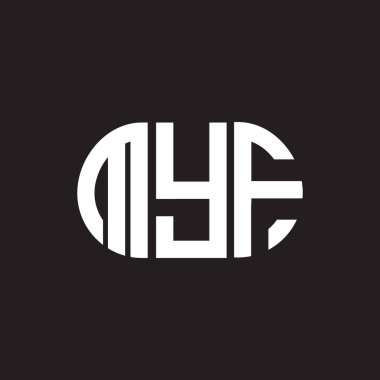 Siyah arka planda MYF harf logosu tasarımı. MYF yaratıcı harflerin baş harfleri logo kavramı. MYF harf tasarımı.
