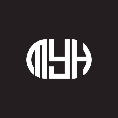 Siyah arka planda MYH harf logosu tasarımı. MYH yaratıcı harflerin baş harfleri logo kavramı. MYH harf tasarımı.