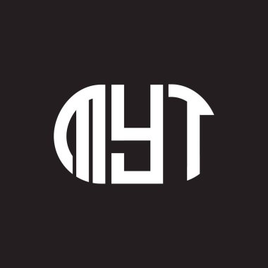 Siyah arka planda MYT harf logosu tasarımı. MYT yaratıcı harflerin baş harfleri logo kavramı. MYT harf tasarımı.