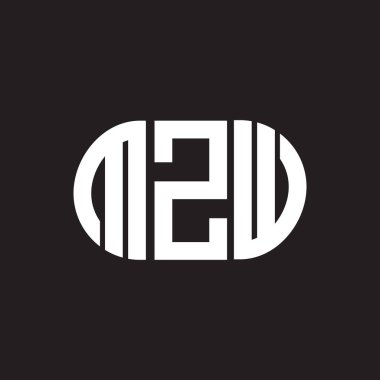 Siyah arkaplanda MZW harf logosu tasarımı. MZW yaratıcı harflerin baş harfleri logo kavramı. MZW harf tasarımı.