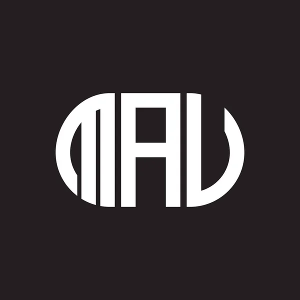 黒い背景にMauの文字のロゴデザイン Mauクリエイティブイニシャルレターロゴコンセプト Mau手紙のデザイン — ストックベクタ