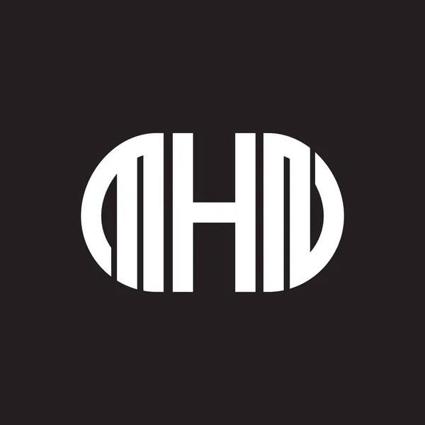 Diseño Del Logotipo Letra Mhn Sobre Fondo Negro Mhn Iniciales — Vector de stock