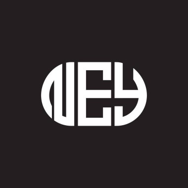Siyah arka planda NEY harf logosu tasarımı. Yeni yaratıcı harflerin baş harfleri logo konsepti. NEY harf tasarımı.